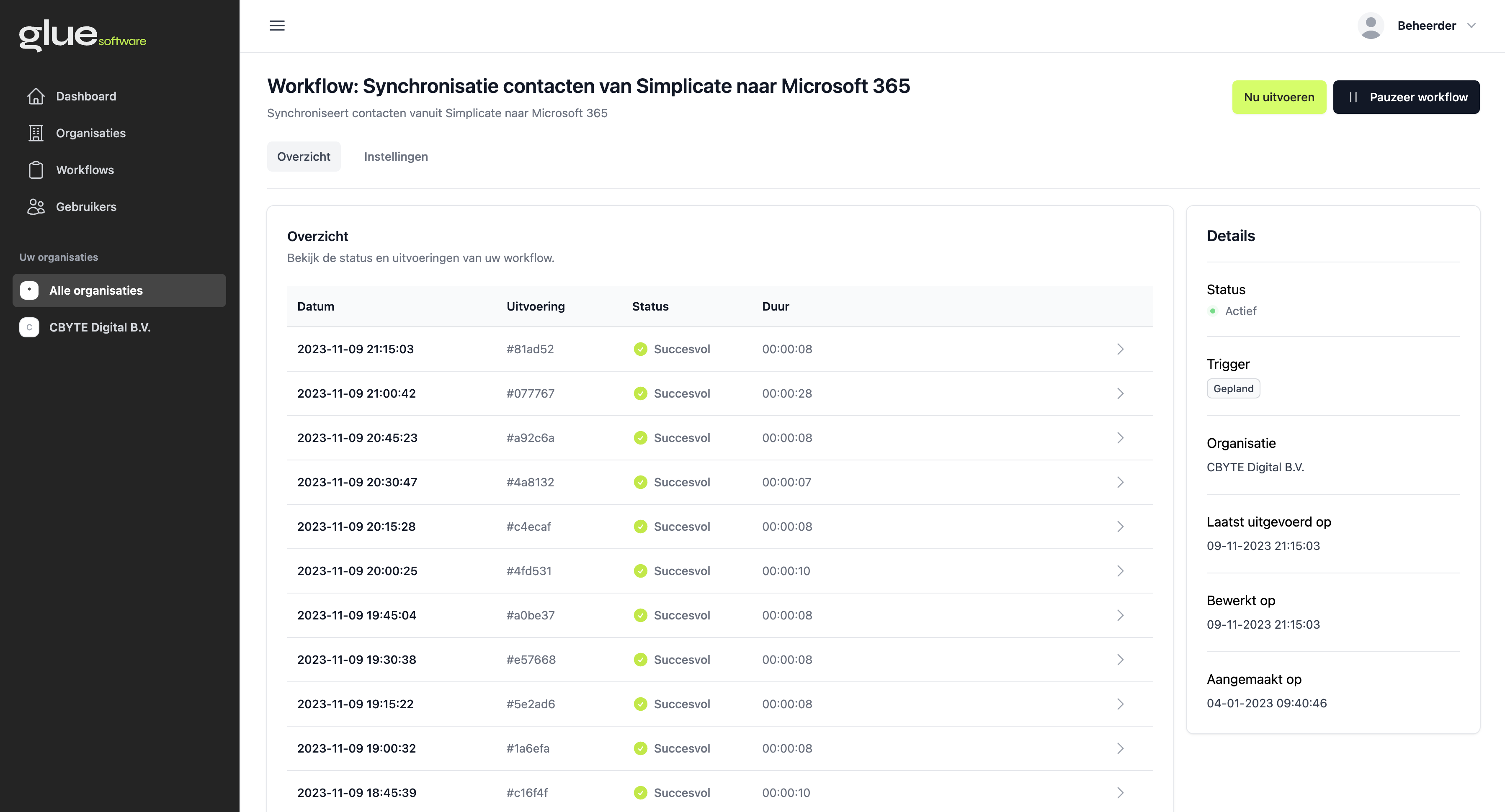 Glue Workflow Dashboard